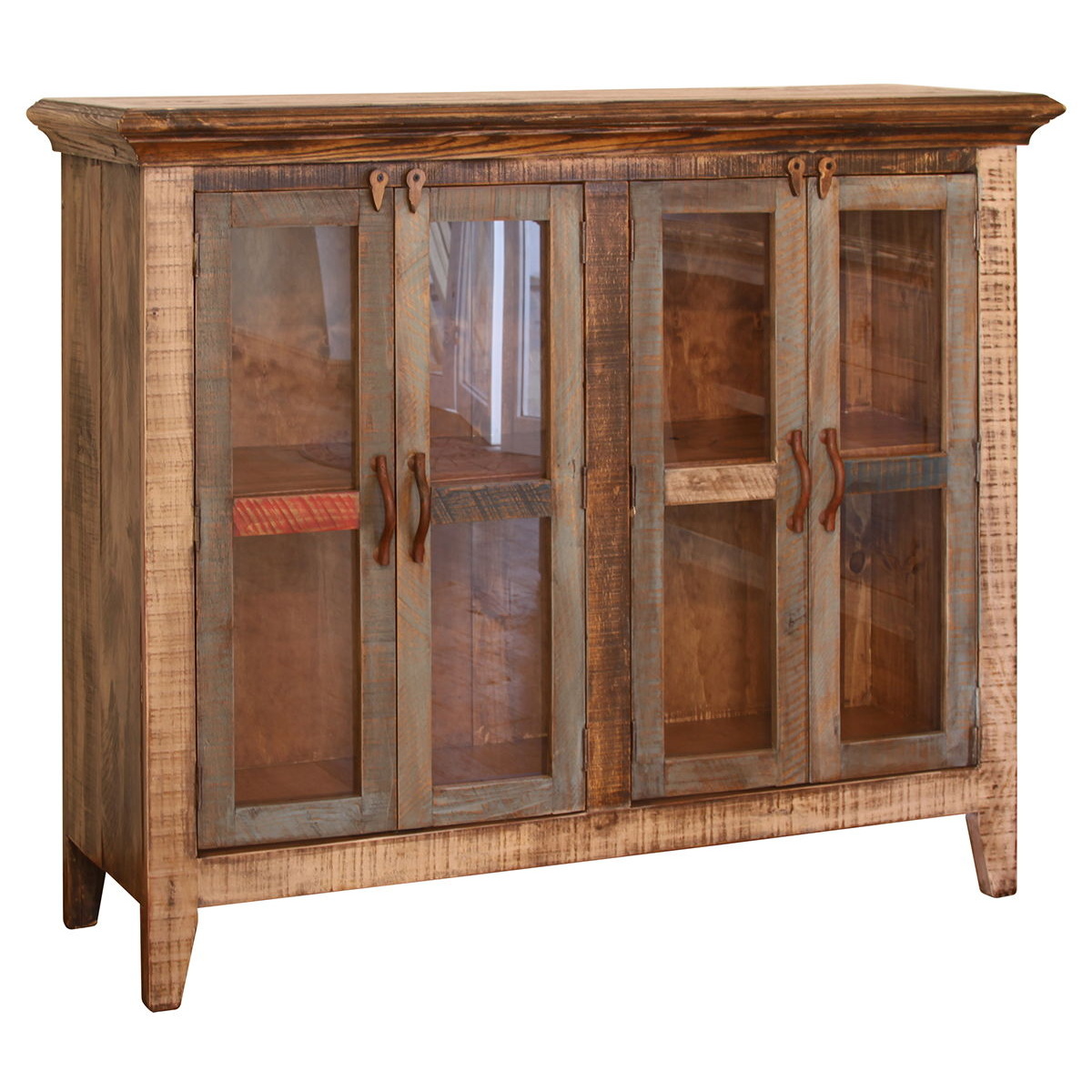 f2b9f4583dc21fcd757be1e3e9f88c12 Antique - Multicolor Console With 4 Glass Doors - Image 1