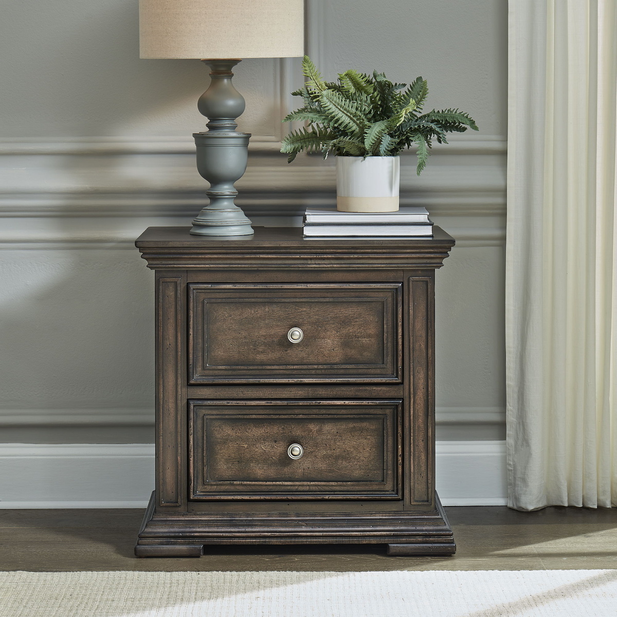 c37d4dea96e505631c1a37e55dddb06c Big Valley - 2 Drawer Night Stand With Charging Station - Light Brown - Image 1