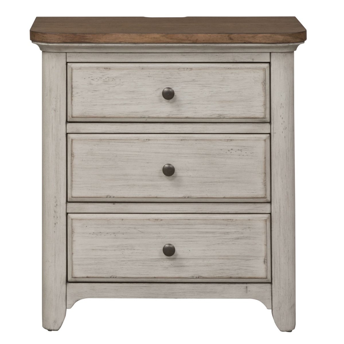 25fb39b1e0b769550fdb7fe1d722e7bc Farmhouse Reimagined - 3 Drawer Night Stand With Charging Station - White - Image 1