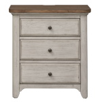 Farmhouse Reimagined - 3 Drawer Night Stand With Charging Station - White