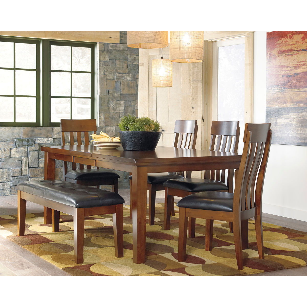 09519555a0d6315003b6ca796755c076 Ralene - 6 Pc. - Extension Table, 4 Side Chairs, Bench - Light Brown - Image 1