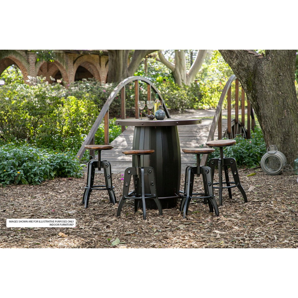 351010204d6cdf9db4f3676146c31021 Antique - Multicolor Bistro Barrel Table - Image 1