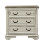 Magnolia Manor - 3 Drawer Bedside Chest With Charging Station - White - Image 2