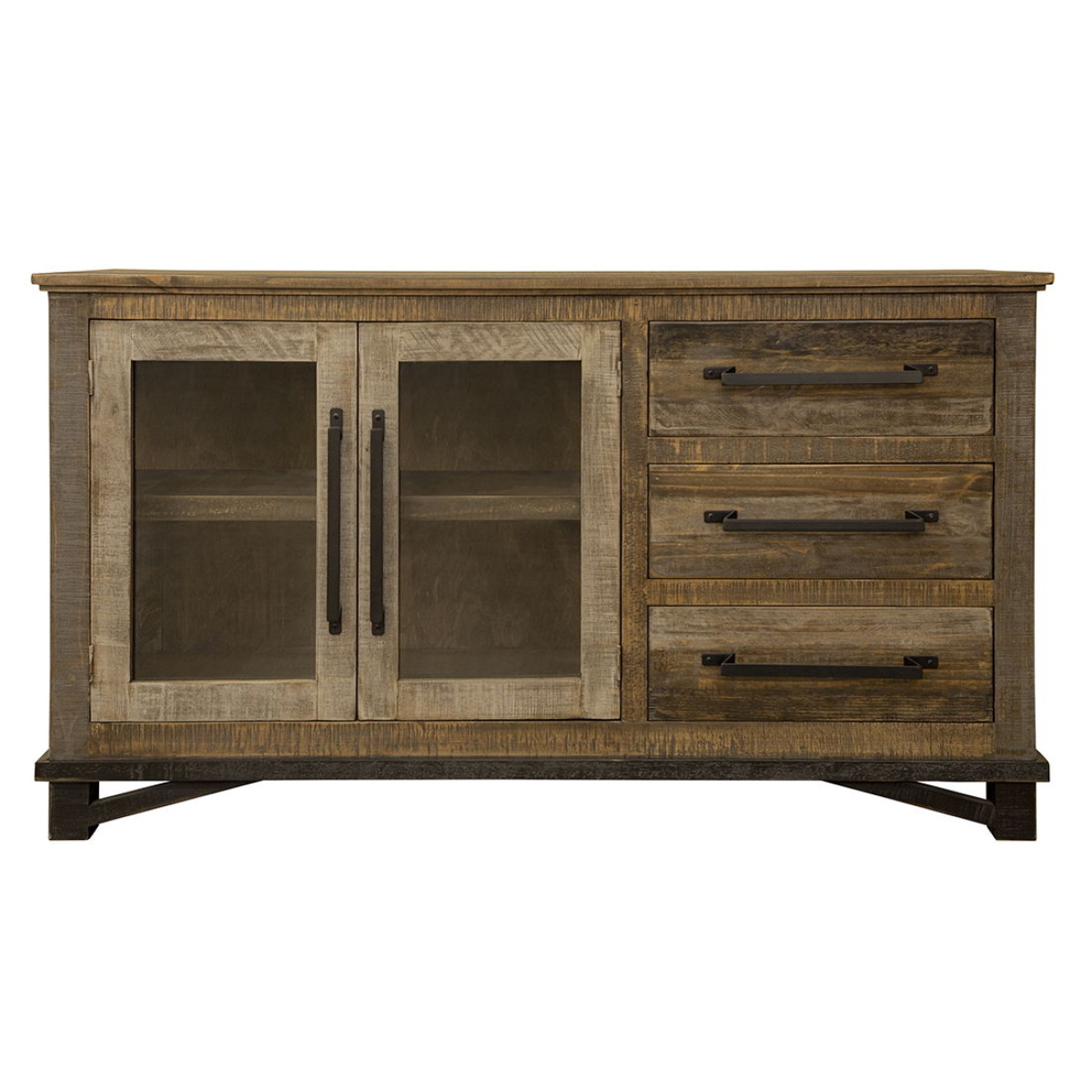 27d5cacc1f34095171f2055826a08310 Loft Brown - 60”Buffet With 3 Drawer / 2 Doors - Image 1