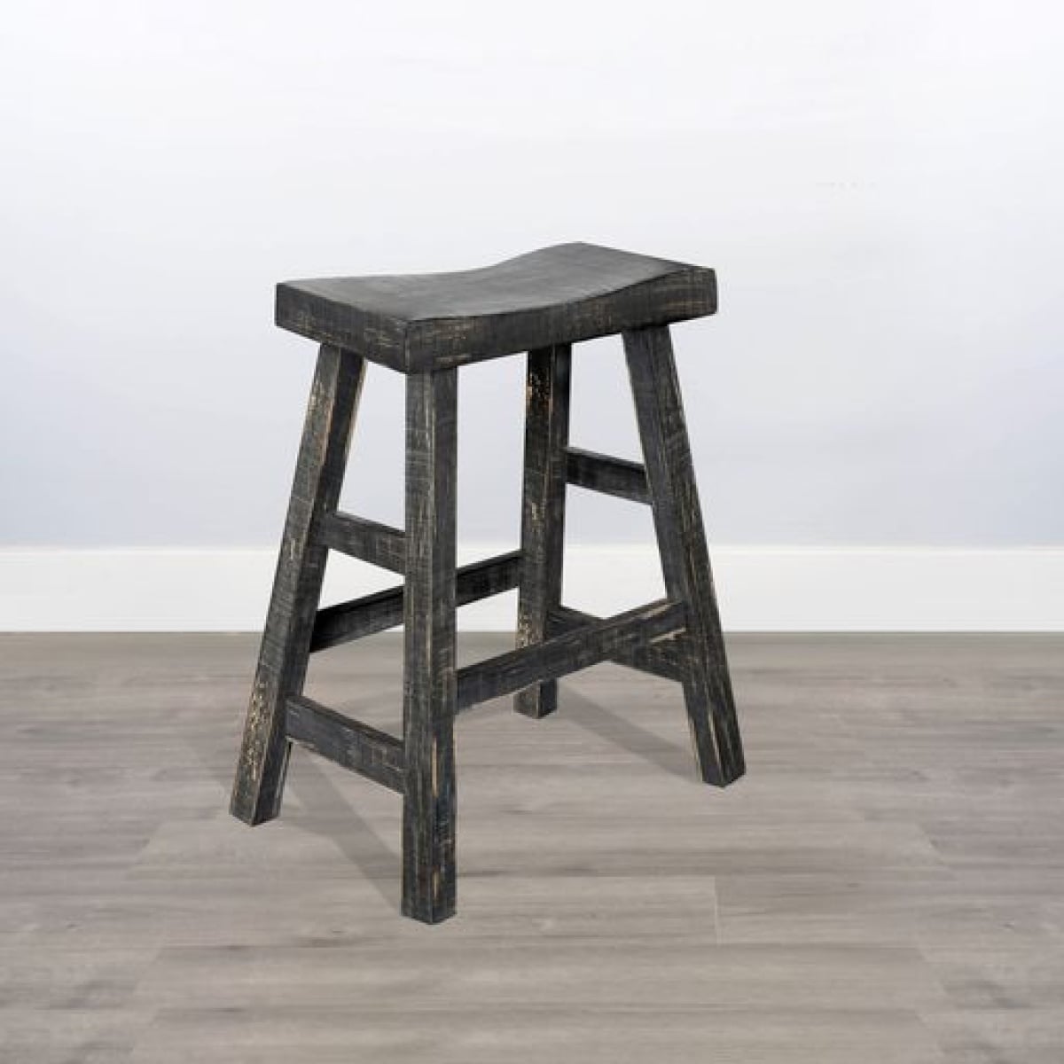 08acbcd1749c8fd3bf3d4fc4005b6224 Marina - 24" Saddle Seat Stool With Wood Seat (Set of 2) - Black Sand - Image 1