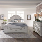 Magnolia Manor - 4 Piece Bedroom Set (Queen Panel Bed, Dresser & Mirror, Nightstand) - Antique White