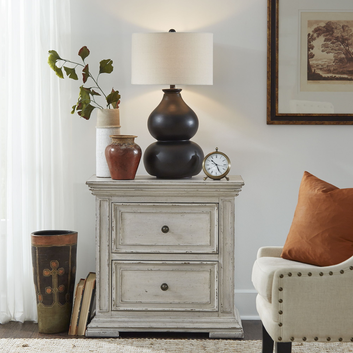2a6082e5f2e2670b715b5fab52ba6f6a Big Valley - 2 Drawer Night Stand With Charging - Whitestone - Image 1