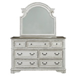 Magnolia Manor - 4 Piece Bedroom Set (King Upholstered Sleigh Bed, Dresser & Mirror, Nightstand) - Antique White - Image 4
