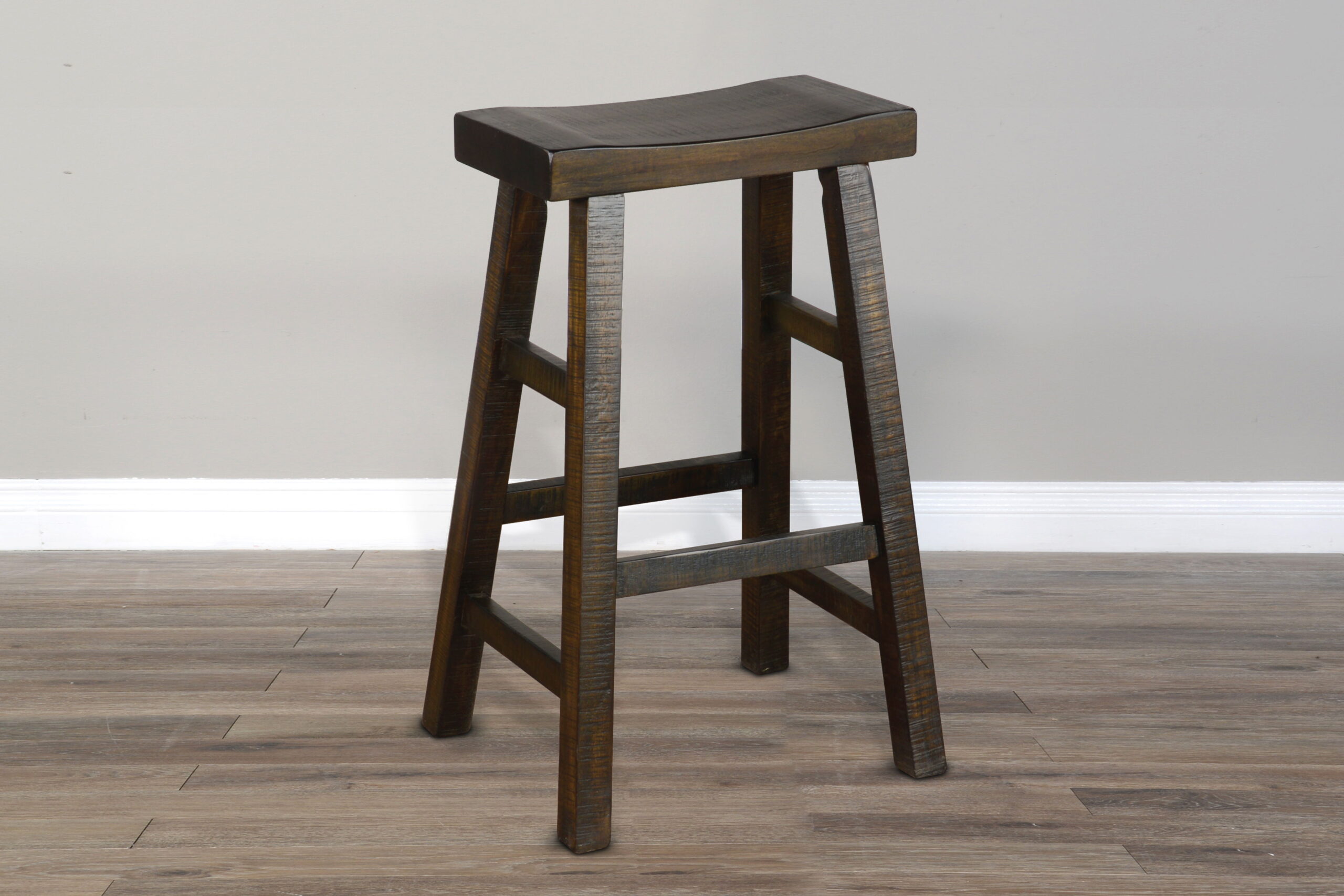 Marina - 30" Saddle Seat Stool With Wood Seat (Set of 2) - Black Walnut