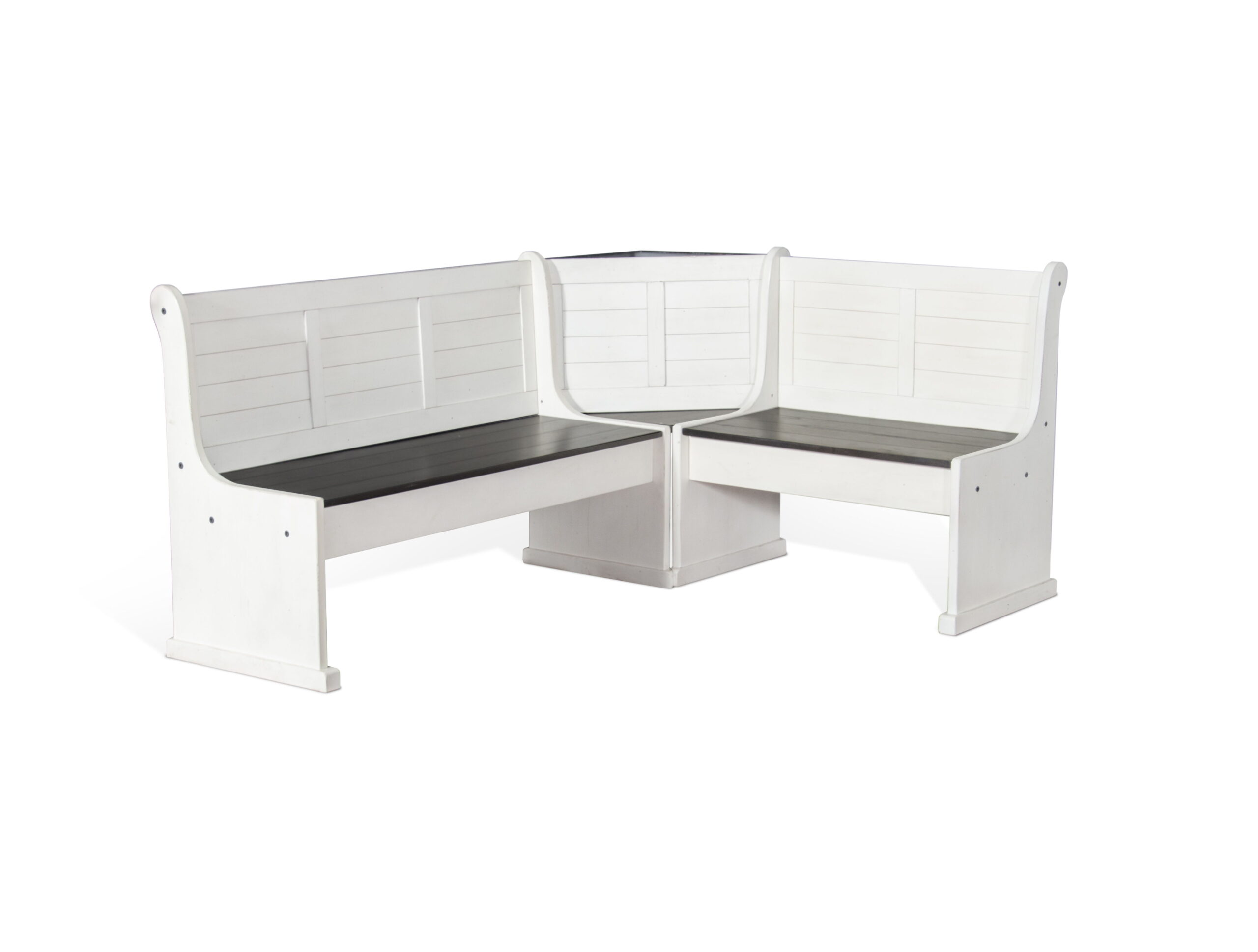 Carriage House - Long Bench & Corner Back - Cottage White / Europen Dark