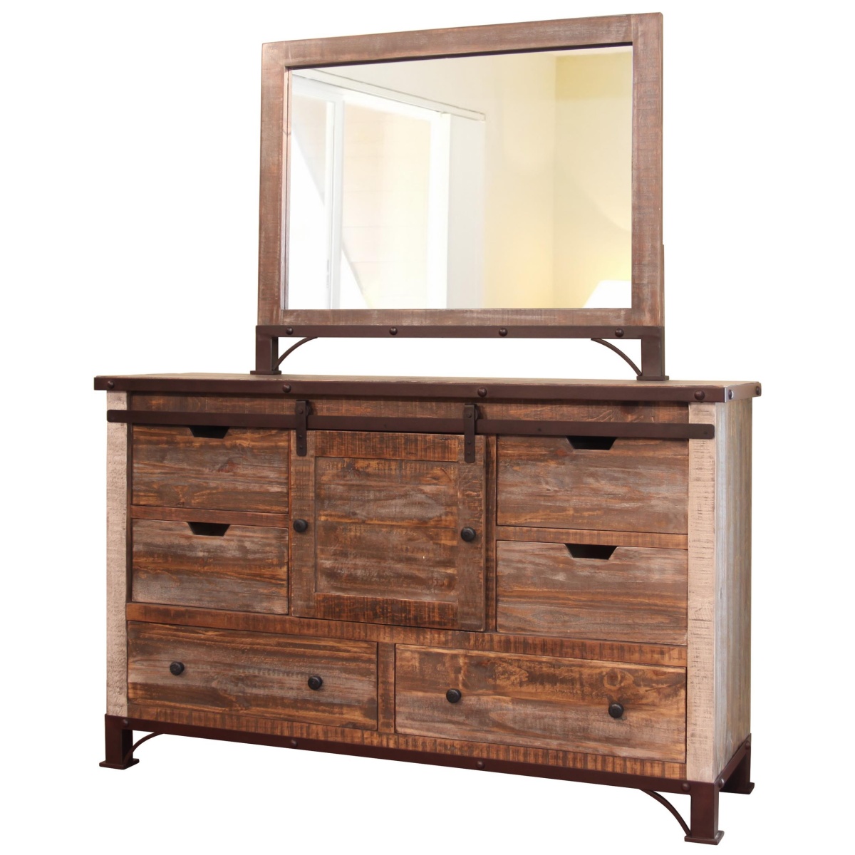 af108f7ba552f95e502f12dcaeebe006 Antique - Multicolor Dresser With 6 Drawer / 1 Door - Image 1