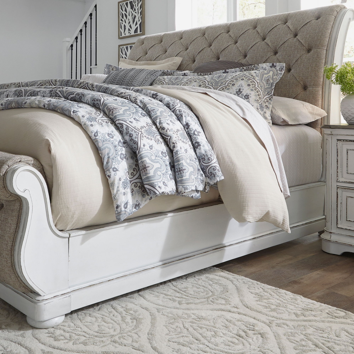 2a649cd3ebbe4124c1a2402b3441eb5c Magnolia Manor - California King Upholstered Sleigh Bed Rails - White - Image 1