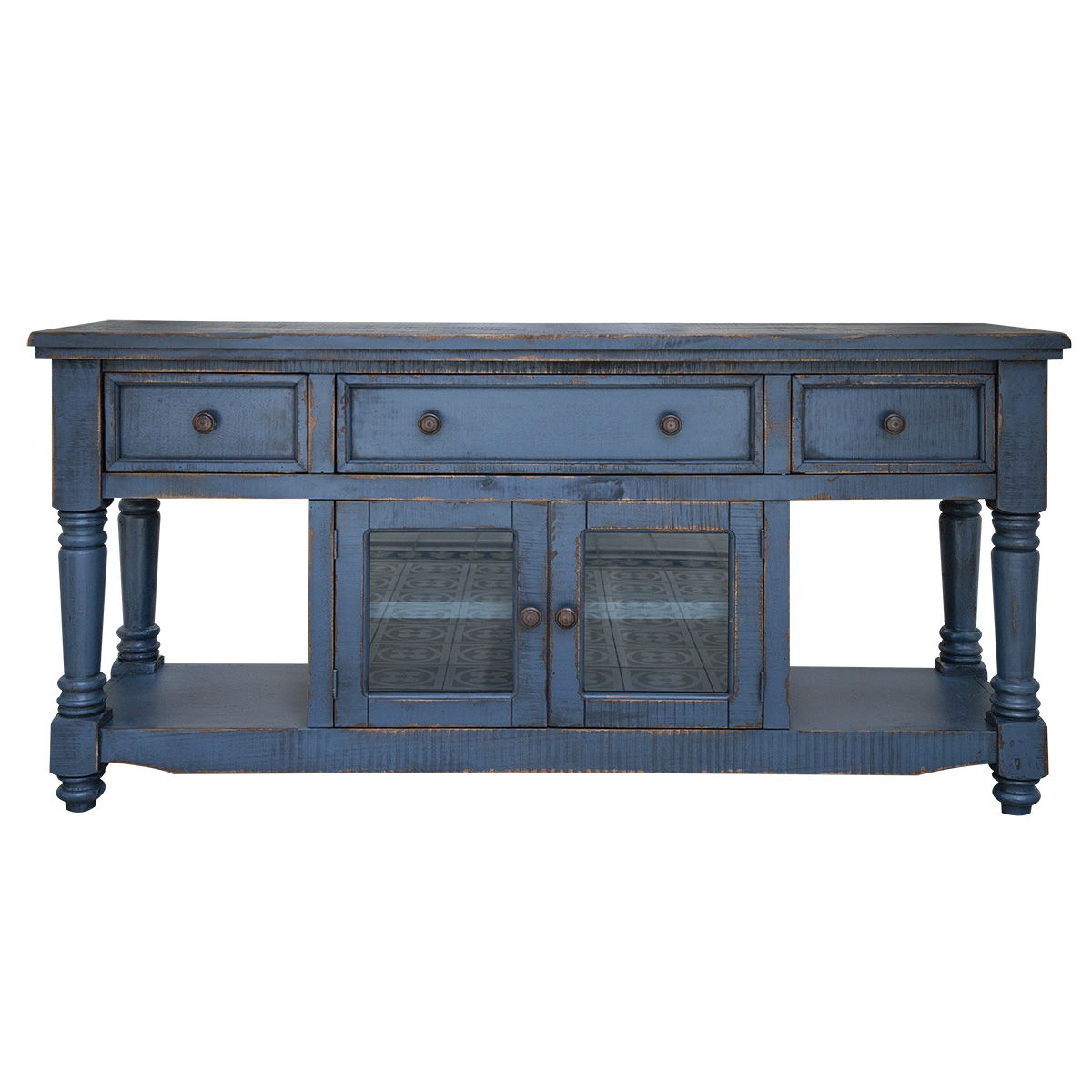b4d93da780cee689081930039bd41788 Aruba - TV Stand / Console -With 3 Drawers And 2 Doors - Dark Blue - Image 1