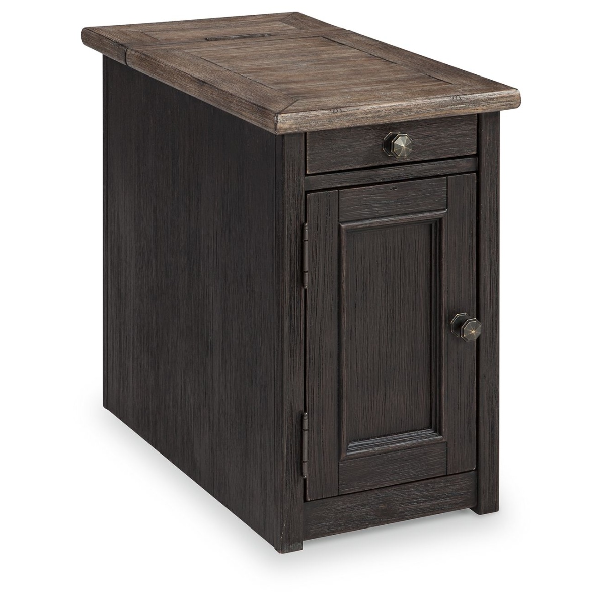 451ff26c8b0cbddf3d3233392fca3c25 Tyler Creek - Chair Side End Table - Grayish Brown / Black - Image 1