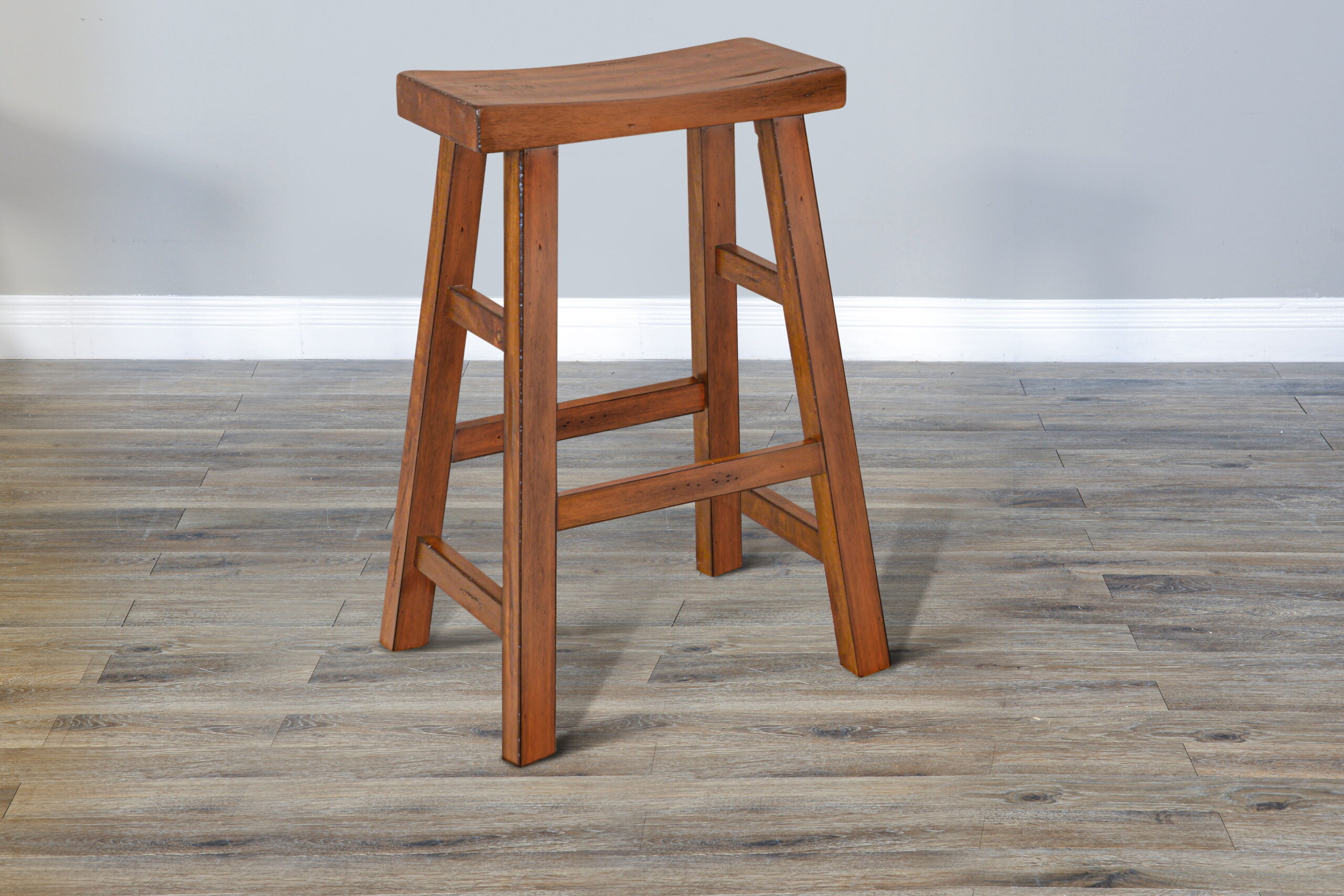 Sedona - 30" Saddle Seat Stool With Wood Seat (Set of 2) - Rustic Oak