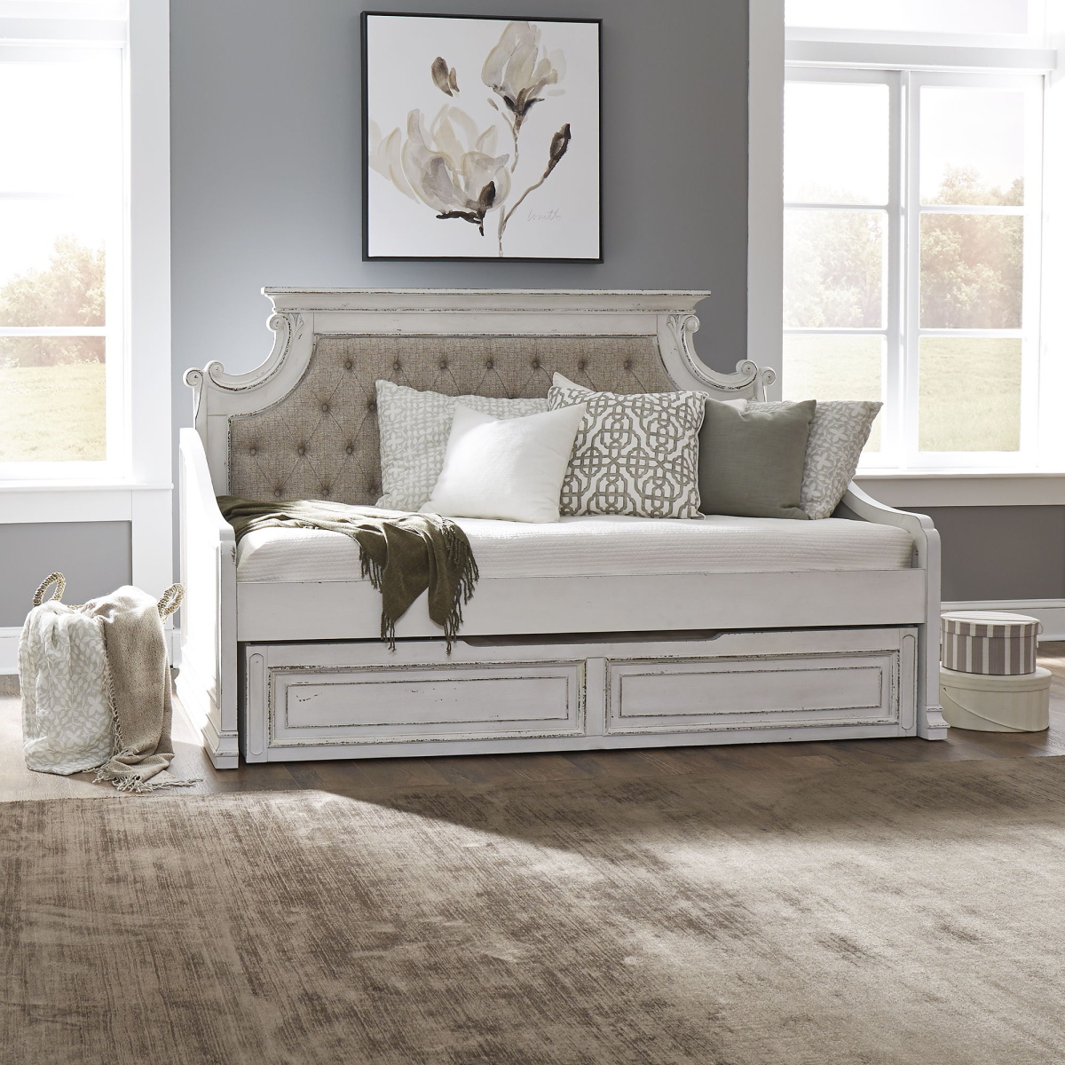50f82a68fd634462eb6a61bcb5ec4e3c Magnolia Manor - Twin Daybed With Trundle - White - Image 1