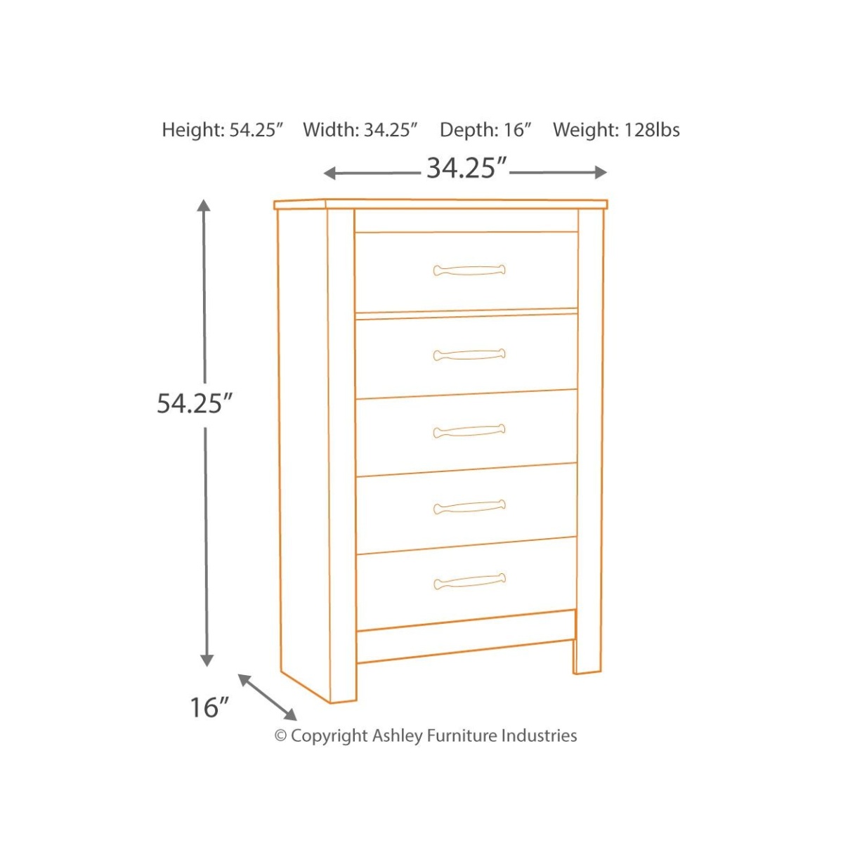 Bellaby – Whitewash – Five Drawer Chest Chests 16