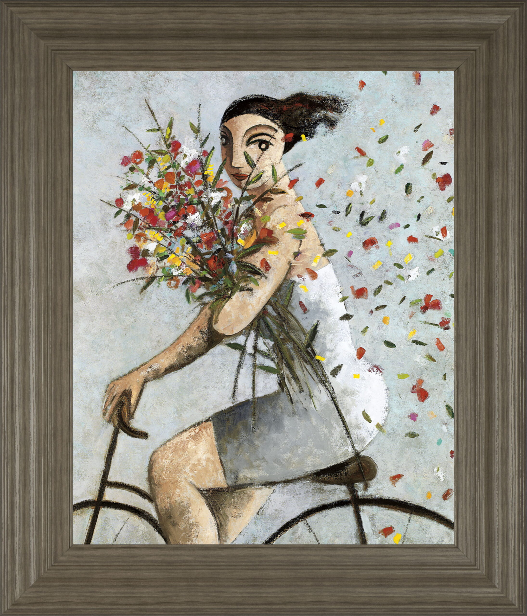 Petals By Lourenco - Framed Print Wall Art - Gray