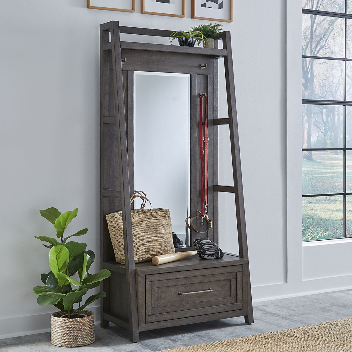 0c525d791846504fcee1356aeece752a Modern Farmhouse - 2 Piece Hall Tree Set - Gray - Image 1
