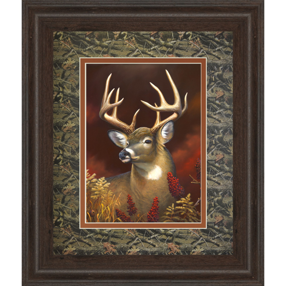 13049f6110defa900bcca782fea8dbe5 Deer Portrait Double Matted - Framed Print Wall Art - Red - Image 1