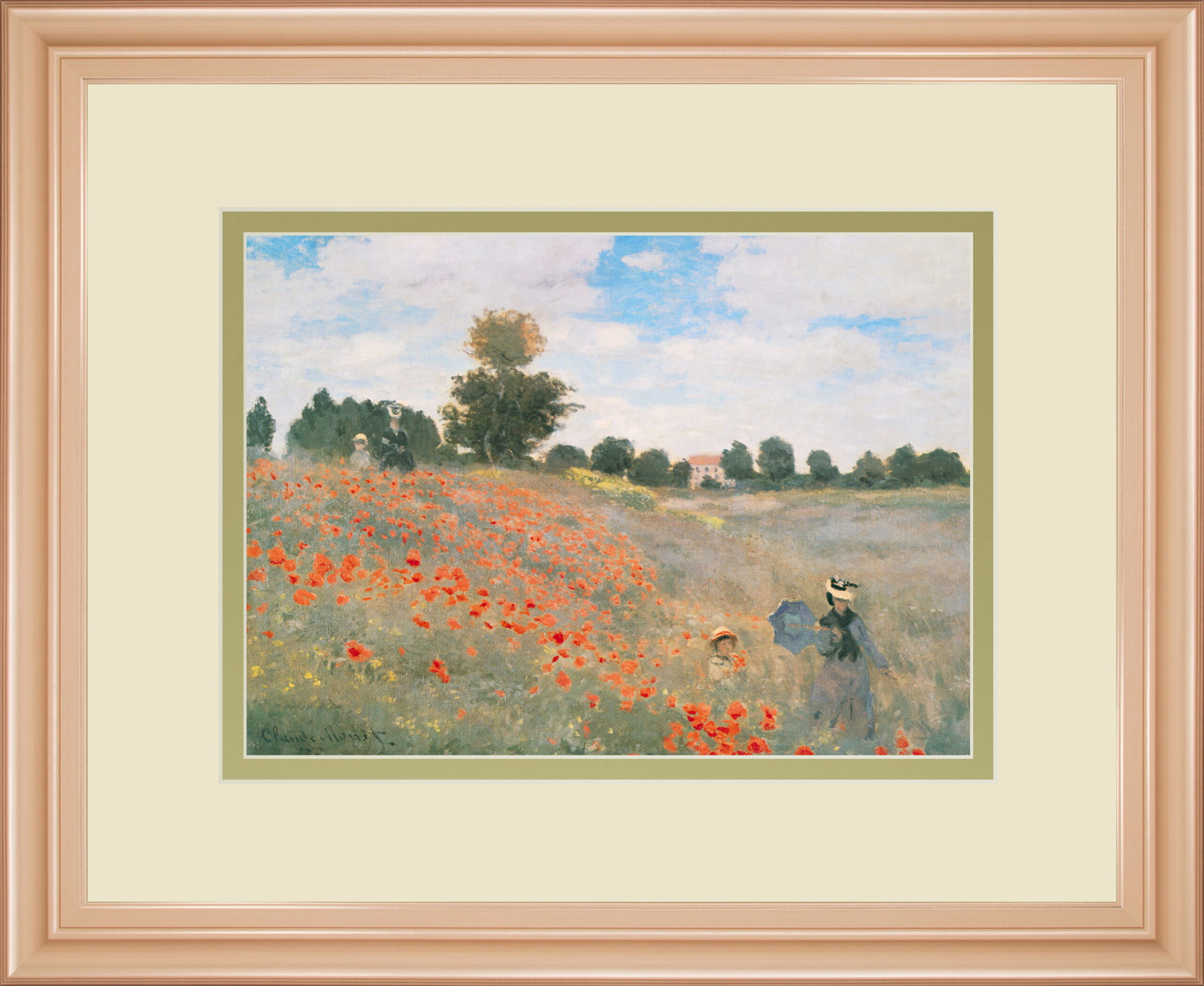 Wild Poppies, Near Argenteuil By Claude Monet - Framed Print Wall Art - Beige