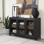 Lenston - Accent Cabinet with 3 Doors - Black / Gray - Image 2
