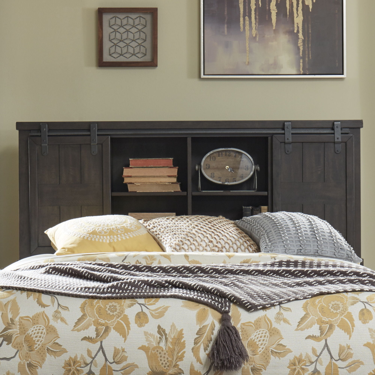 45ca3edf7f3c56a08b8a7f210092b37e Thornwood Hills - King Bookcase Headboard - Dark Gray - Image 1