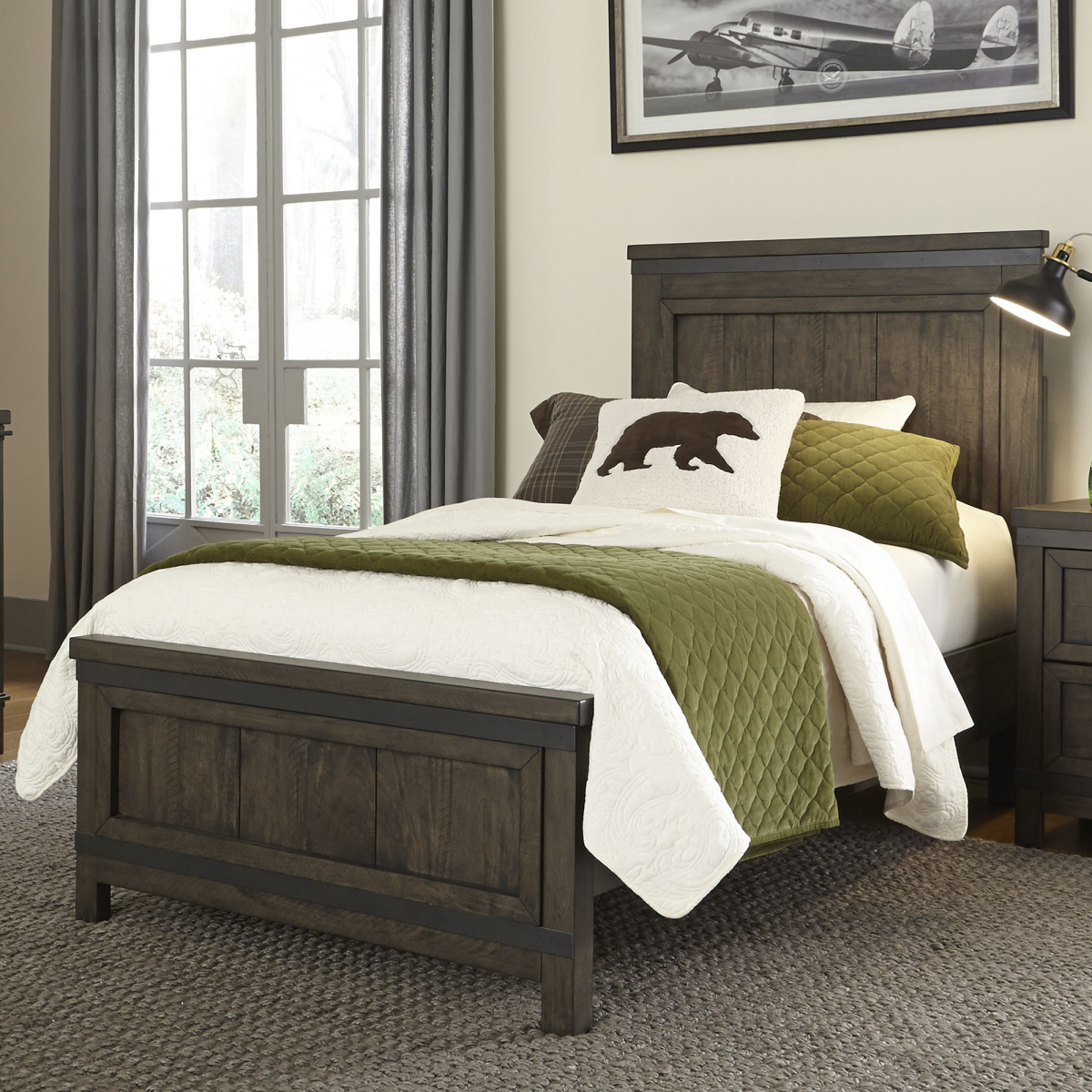 4e285e0b66f72ffb133b3c256e6cf014 Thornwood Hills - Twin Panel Bed - Dark Gray - Image 1