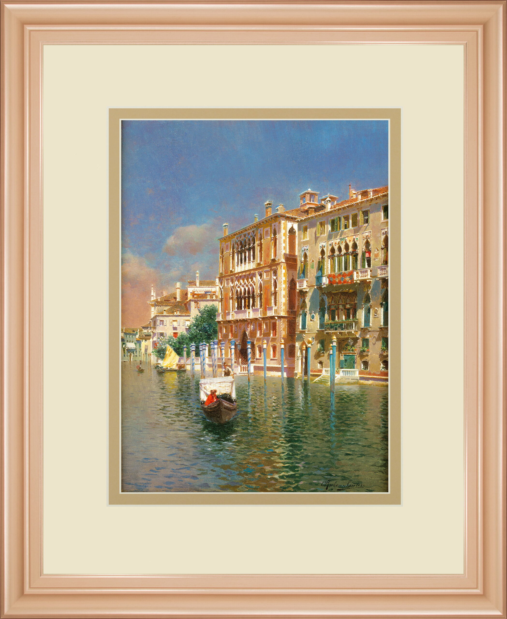 The Grand Canal, Venice By Rubens Santora - Framed Print Wall Art - Beige