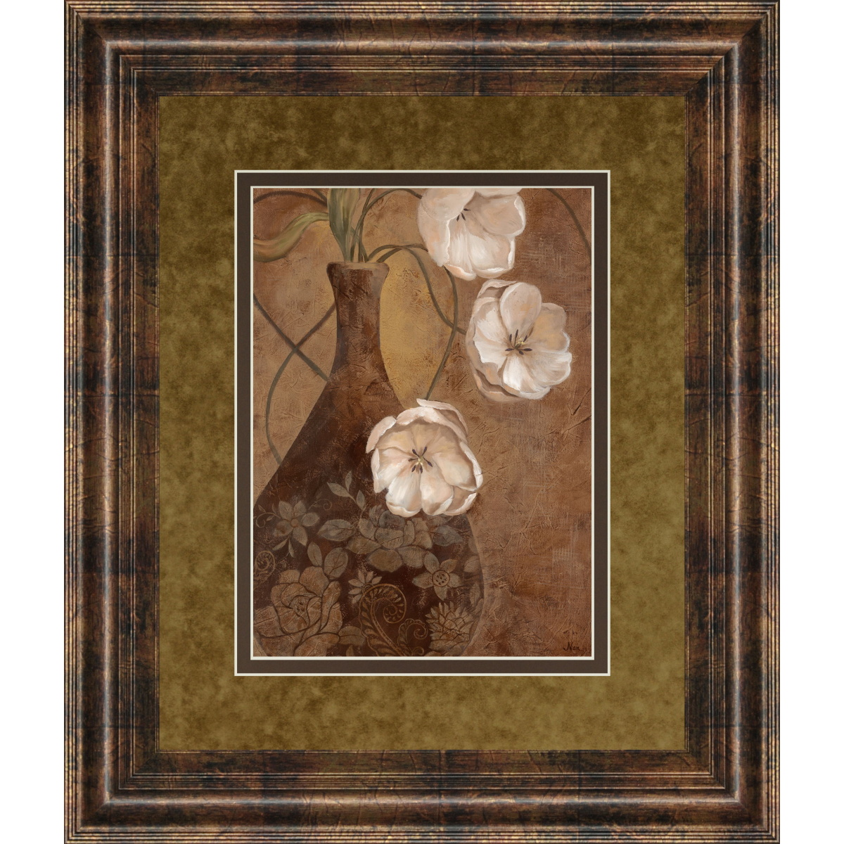 61d6c214cbd08bdd8cc53f794c36e2e6 Flores En Umber I By Nan - Framed Print Wall Art - Light Brown - Image 1
