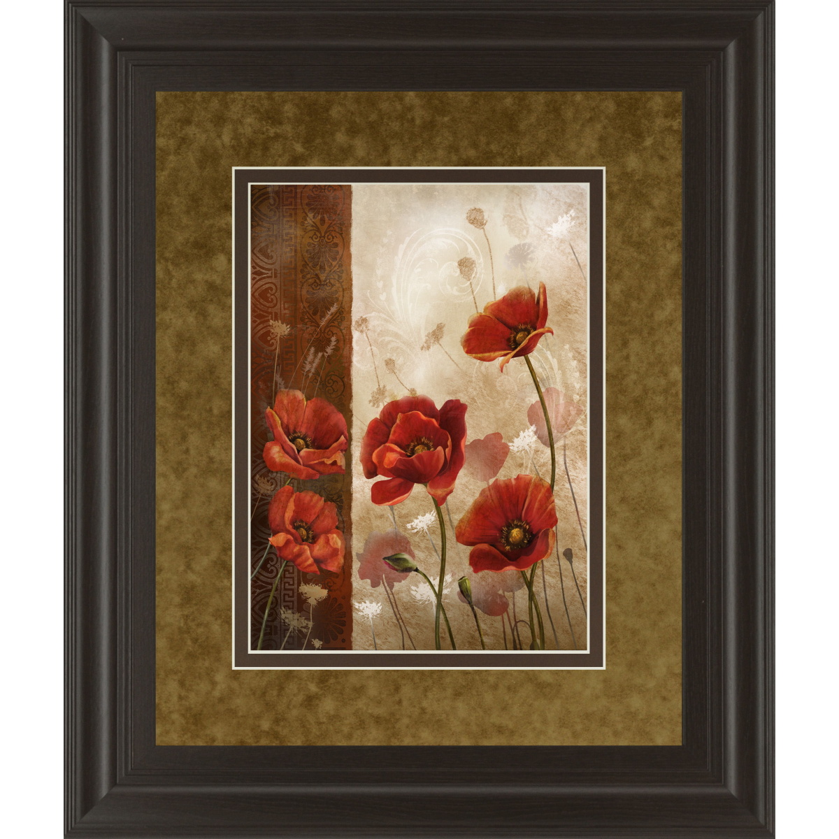 69fb586469c5d9892241f20f8167fd76 Wild Poppies I By Conrad Knutsen - Framed Print Wall Art - Light Brown - Image 1