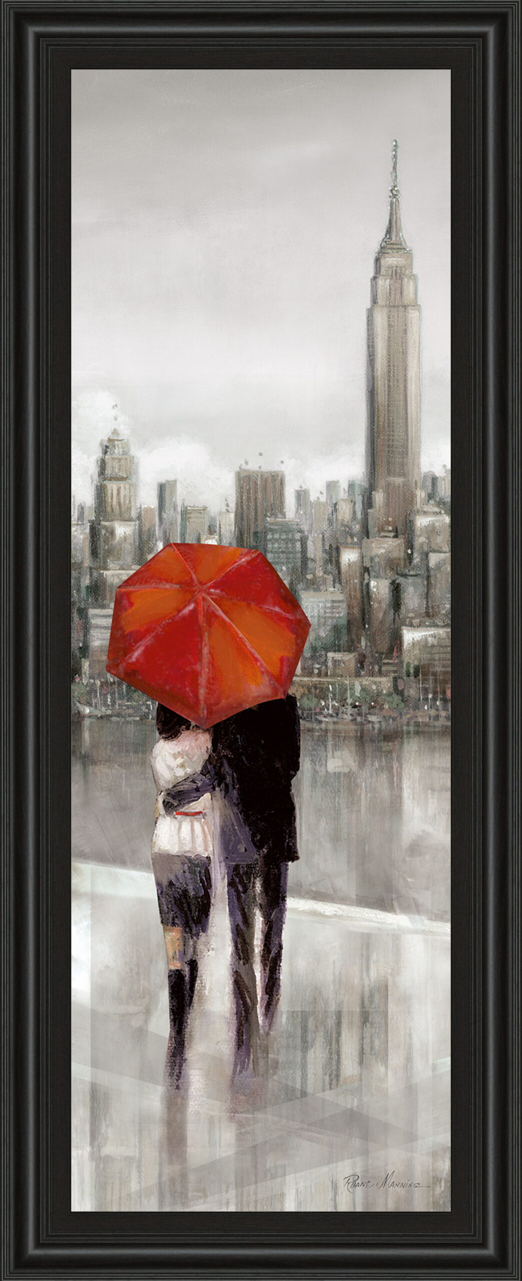 New York Stroll By Ruanne Manning - Framed Print Wall Art - Gray