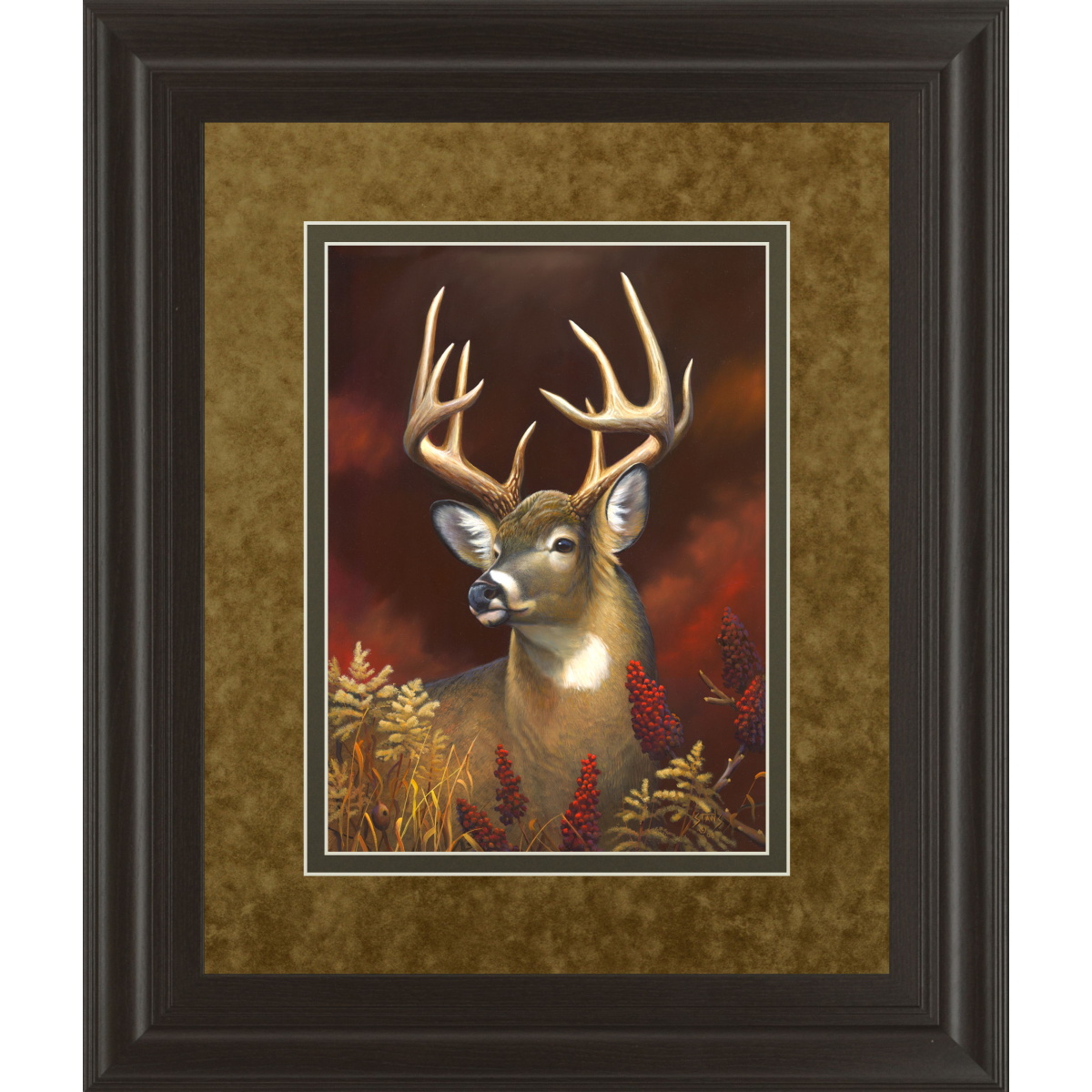 728c5d3df6e1396f5ec3dd5bf1f50769 Deer Portrait By Leo Stans Double Matted - Framed Print Wall Art - Light Brown - Image 1