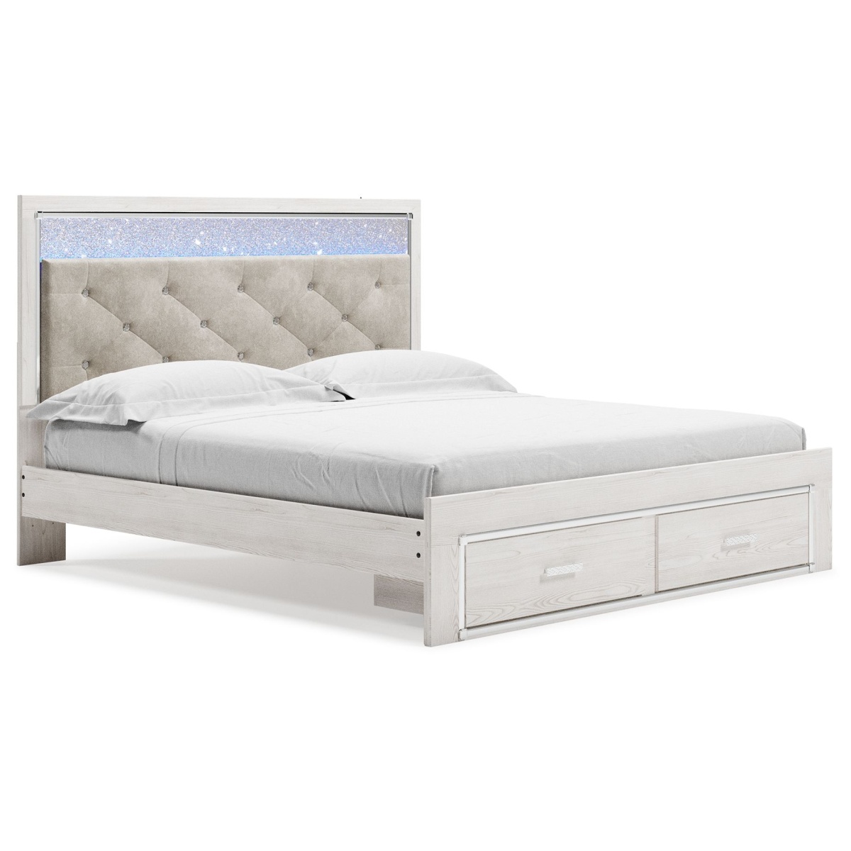 73f0becef848337256df072156fd4159 Altyra - King Upholstered Storage Bed - White - Image 1