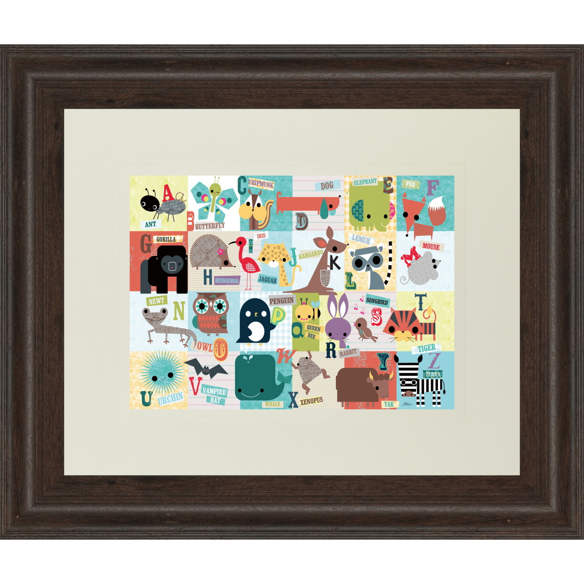 81f3ef36061fe3fd1bb474912403e852 Animal Abc By Julian Phillips - Framed Print Wall Art - Beige - Image 1