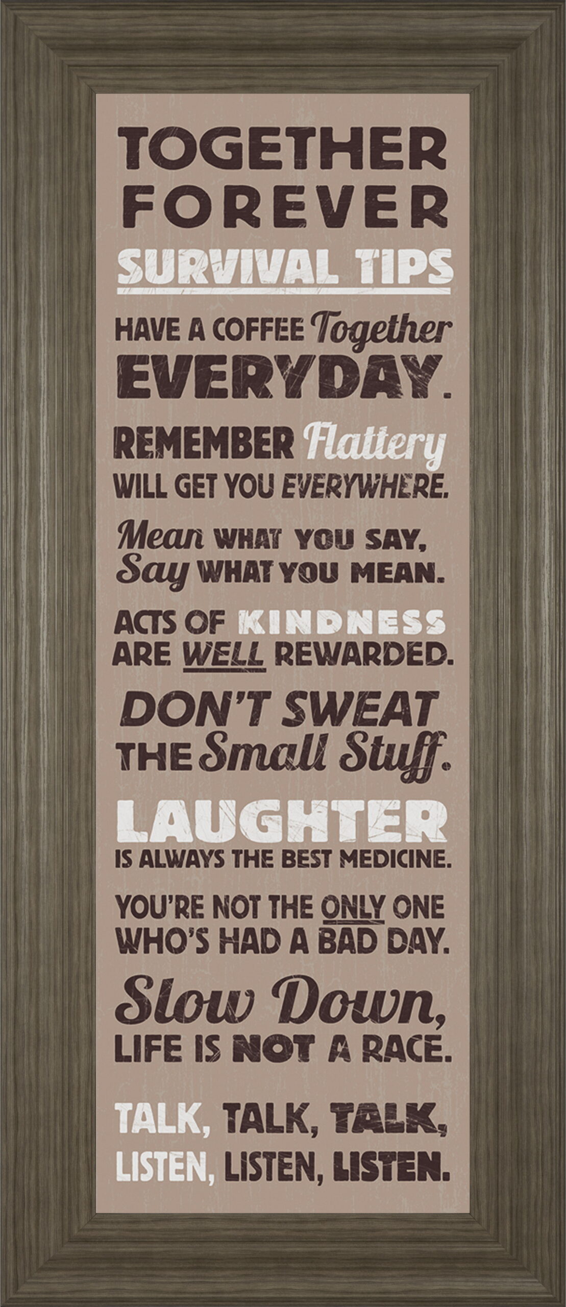 Survival Tips I By The Vintage Collection - Framed Print Wall Art - Light Brown