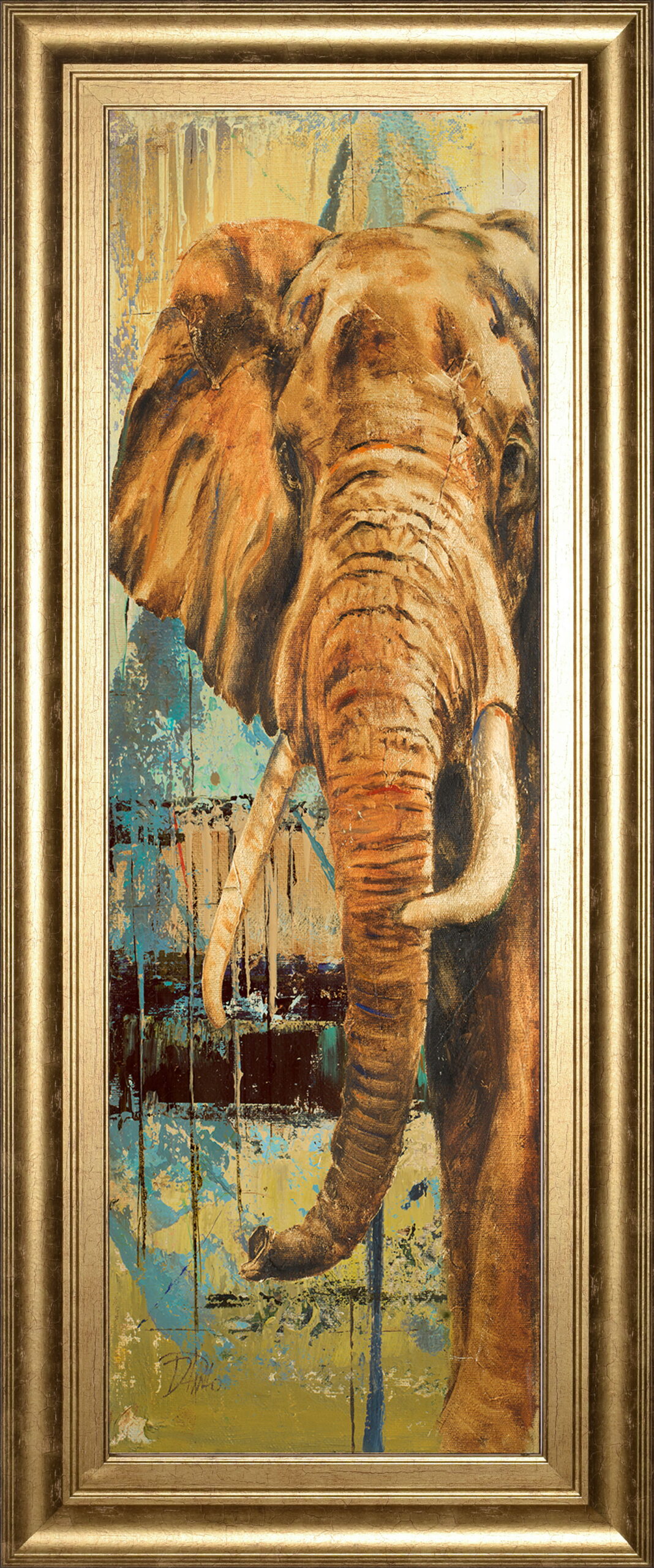 New Safari On Teal Il By Patricia Pinto - Framed Print Wall Art - Light Brown