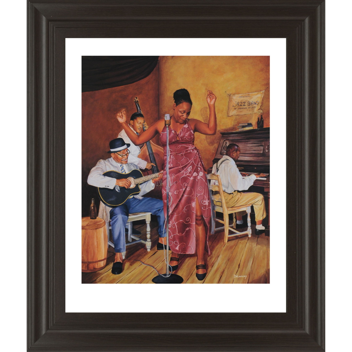 c63522c32e8748bfd17f31aea9768263 Jazz Vocals - Framed Print Wall Art - Light Brown - Image 1