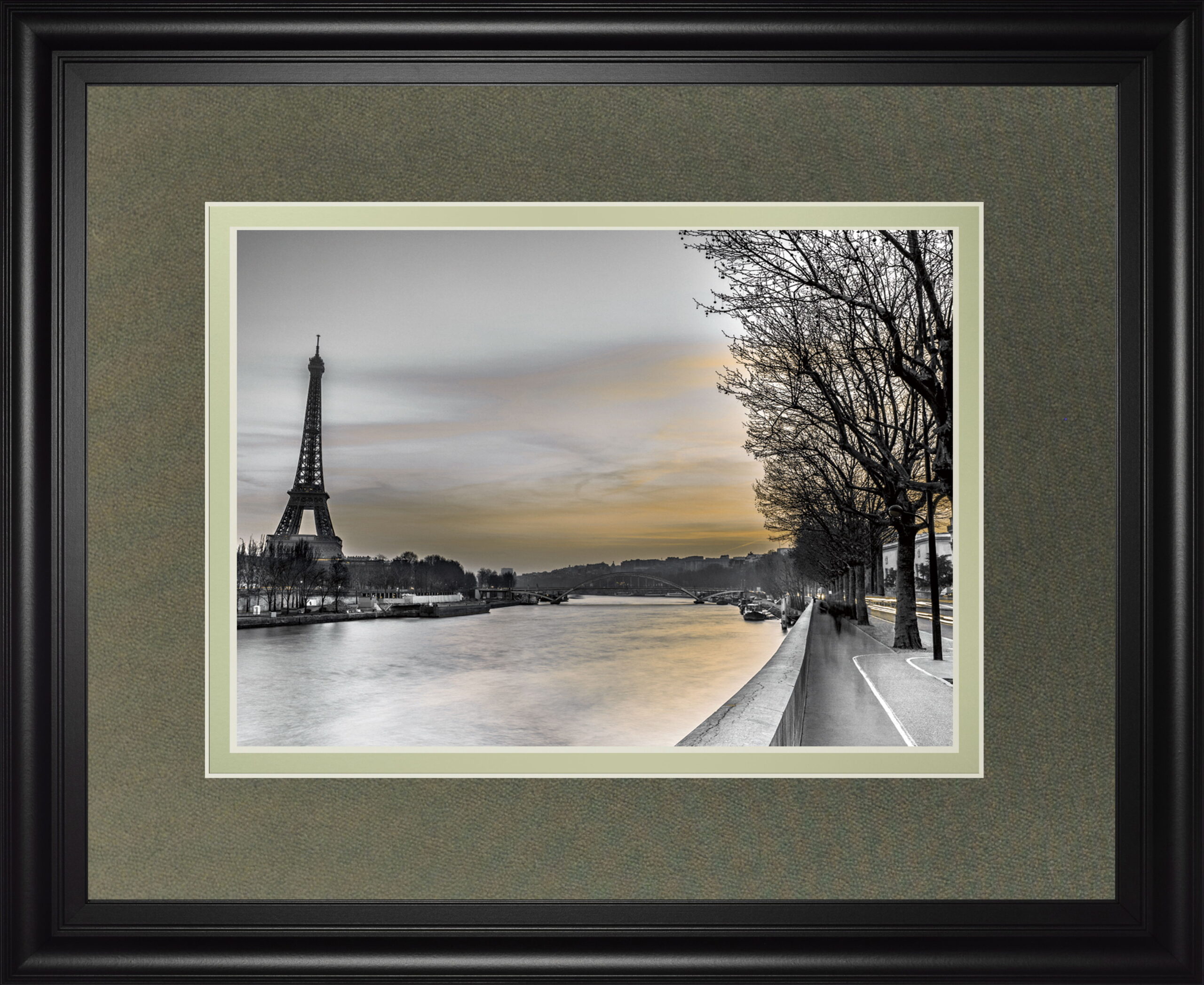 River Seine And The Eiffel Tower By Assaf Frank - Framed Print Wall Art - Gray