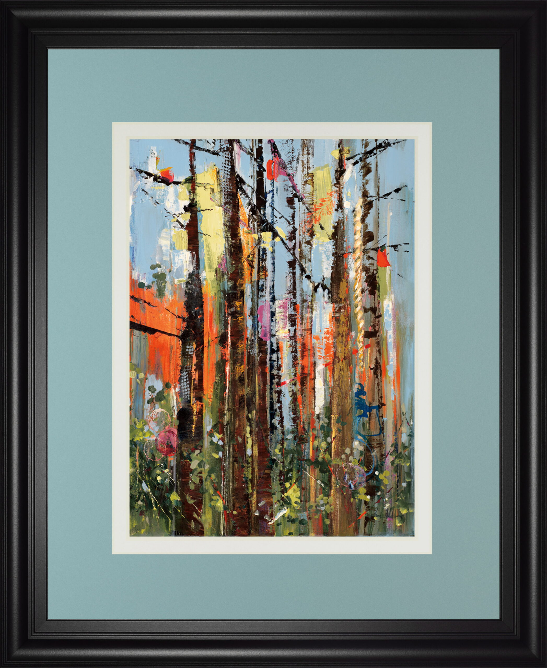 Eclectic Forest By Rebecca Meyers - Framed Print Wall Art - Light Blue