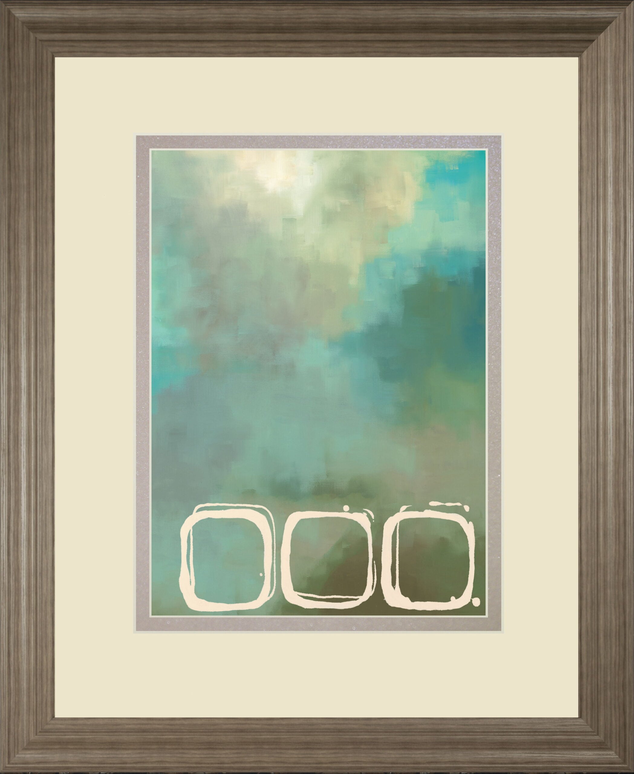 Retro In Aqua And Khaki Il By Laurie Maitland - Framed Print Wall Art - Beige