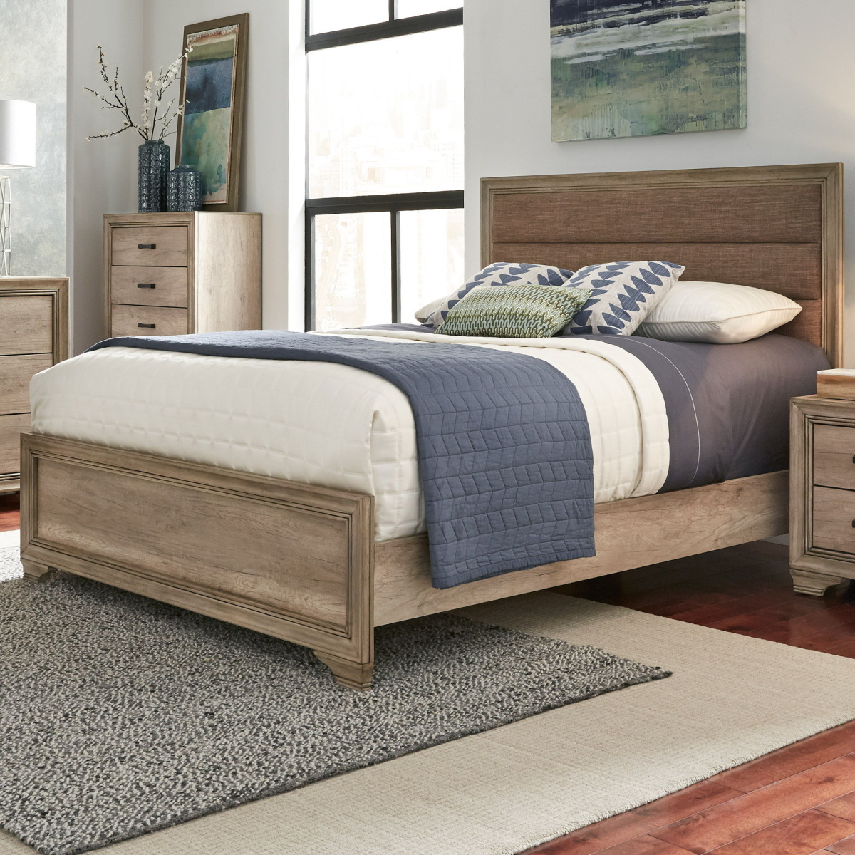 d228074d868ca84e30996746e7bb0278 Sun Valley - King Upholstered Bed - Light Brown - Image 1
