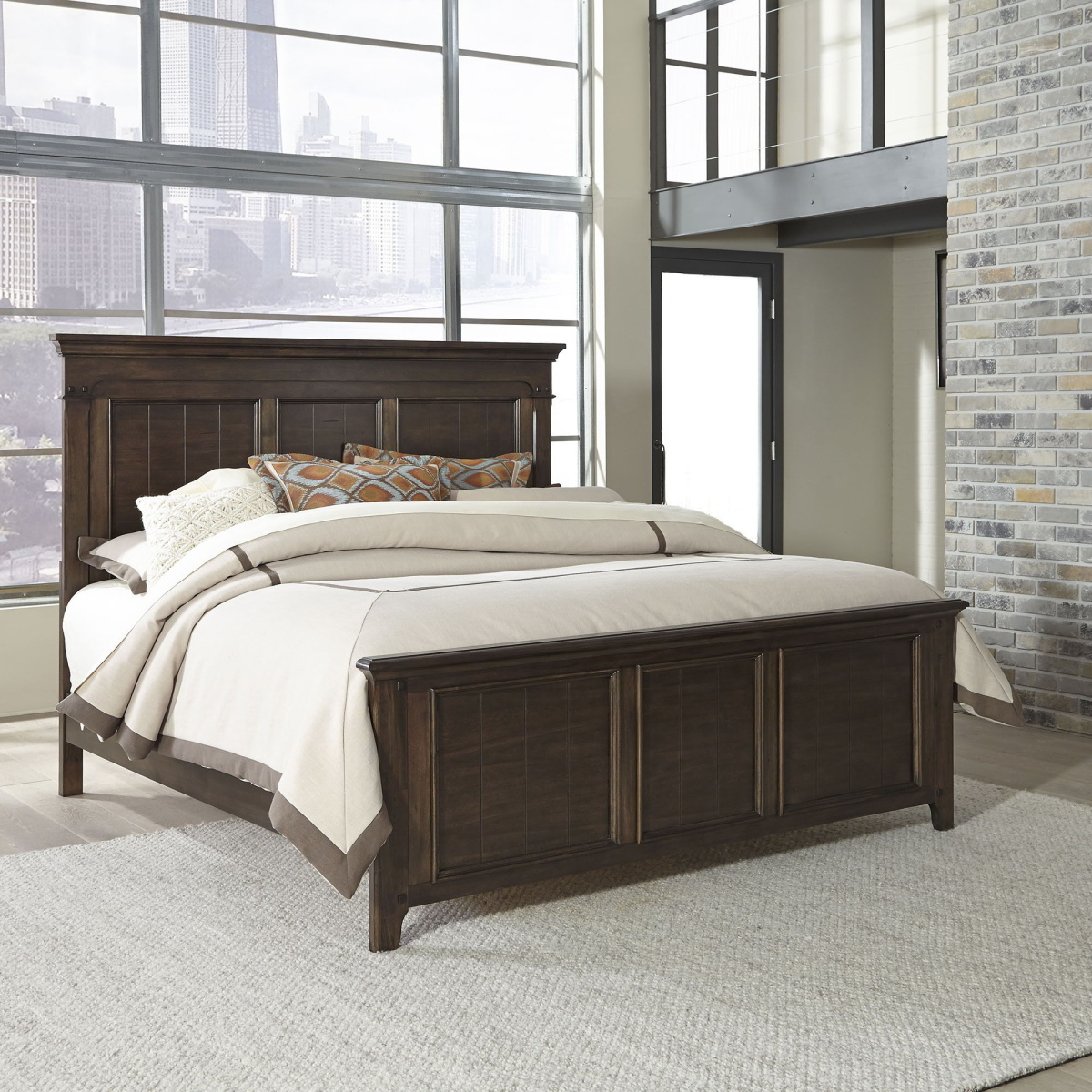 d51747f6d01b2af5df631caf15025f5e Saddlebrook - King Panel Bed - Dark Brown - Image 1
