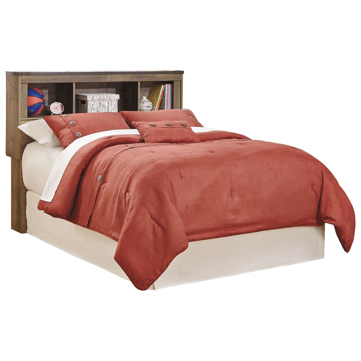 d6199726ba271ac50c88fc1830f3f7ec Trinell - Full Bookcase Headboard - Brown - Image 1
