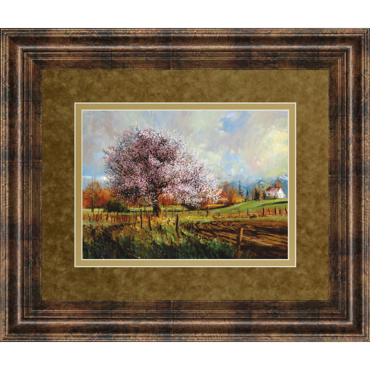 dcdeaef182223321944660616da52692 Spring Blossoms By Larry Winborg - Framed Print Wall Art - Green - Image 1