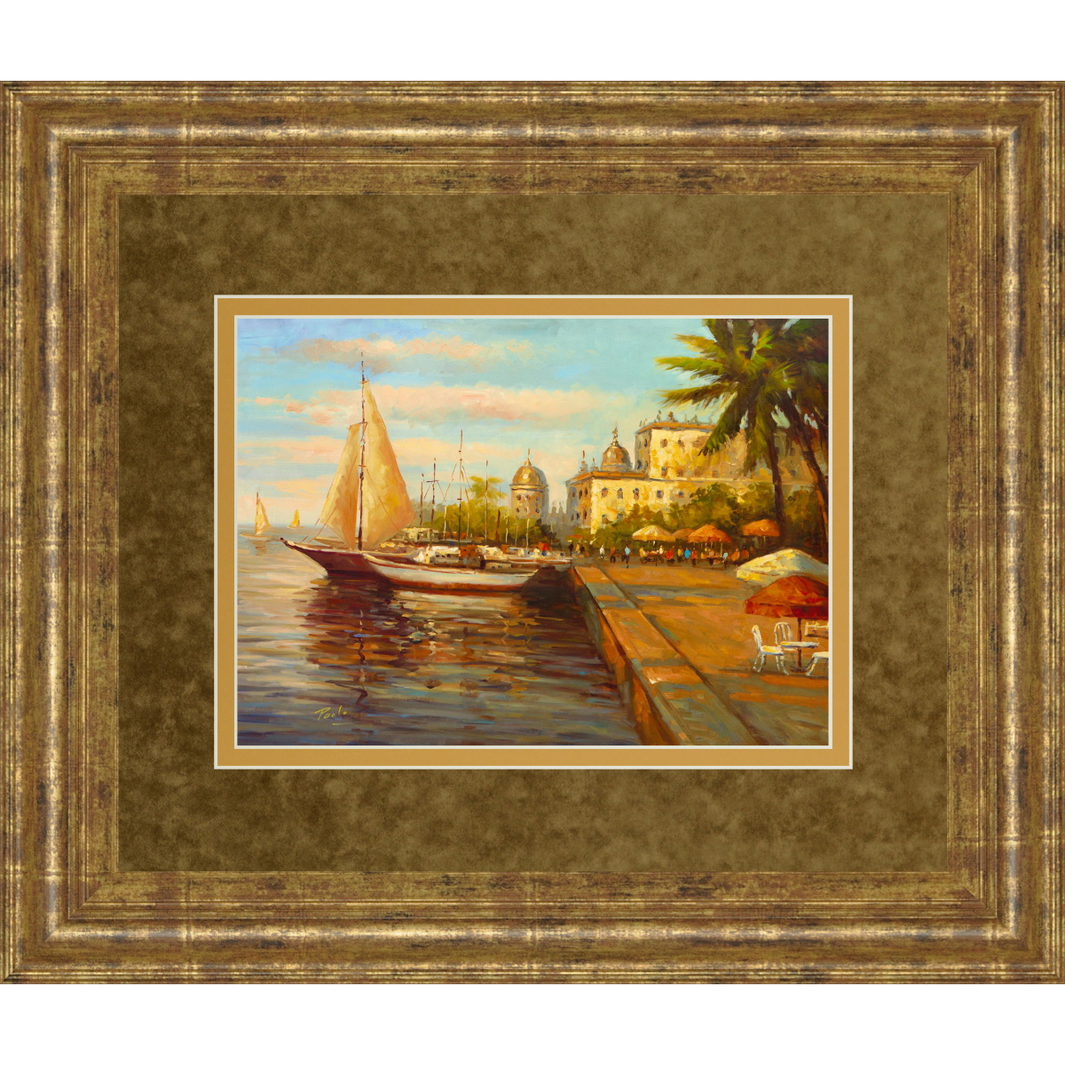 f0710b3249a1fc83e56393b510f36dbb Santo Domingo Harbor By Bulo - Framed Print Wall Art - Light Brown - Image 1