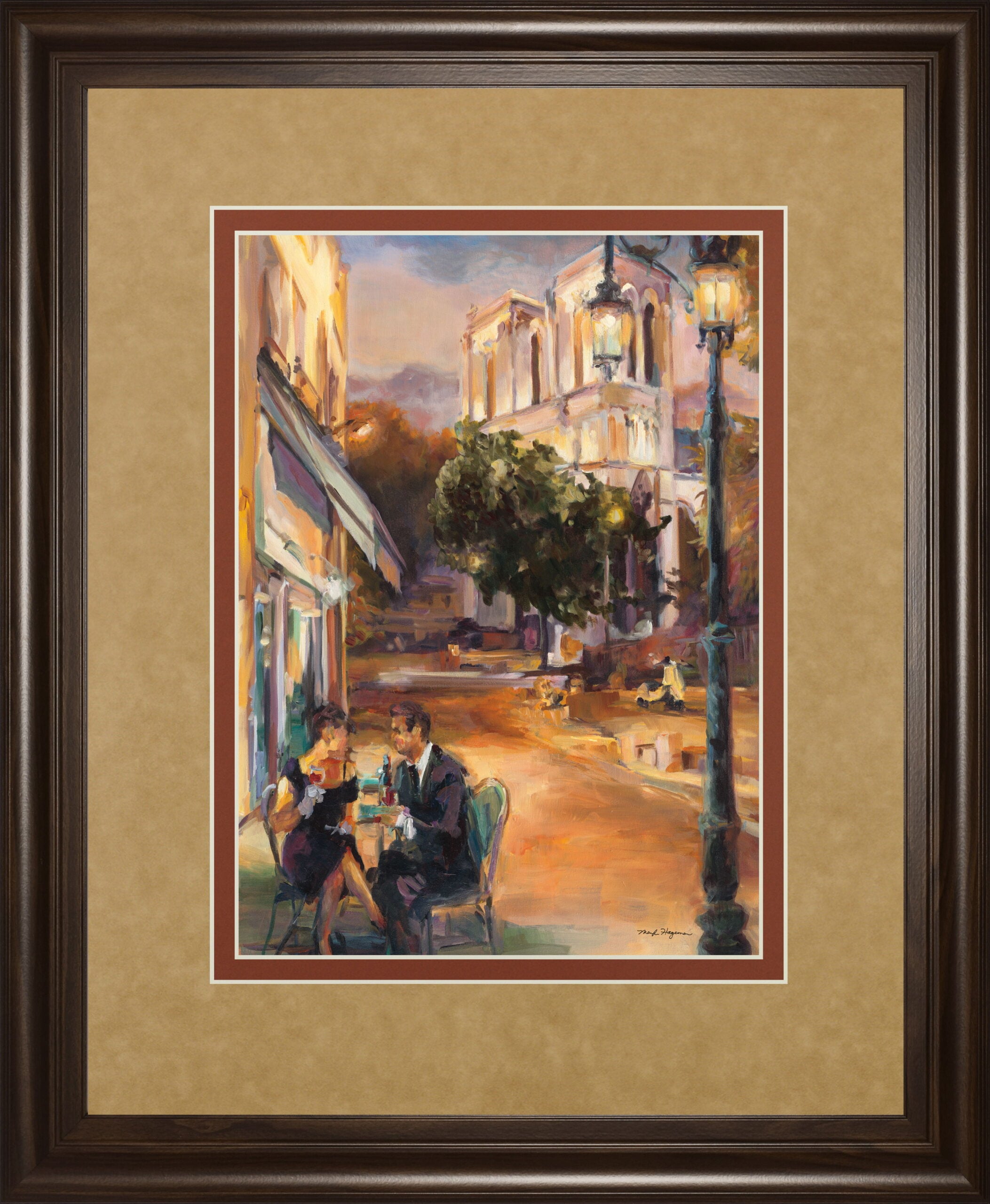 Twilight Time In Paris By Marilyn Hageman - Framed Print Wall Art - Light Brown