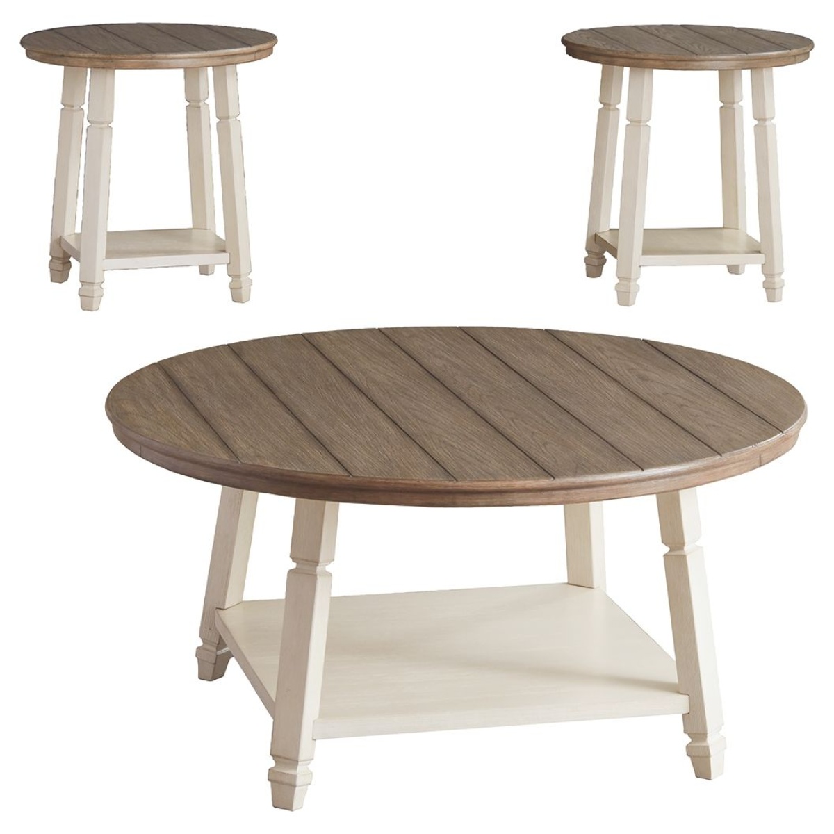 d64fc5087c0739cbf4165075b0c4f852 Bolanbrook - Occasional Table Set (Set of 3) - White / Brown / Beige - Image 1