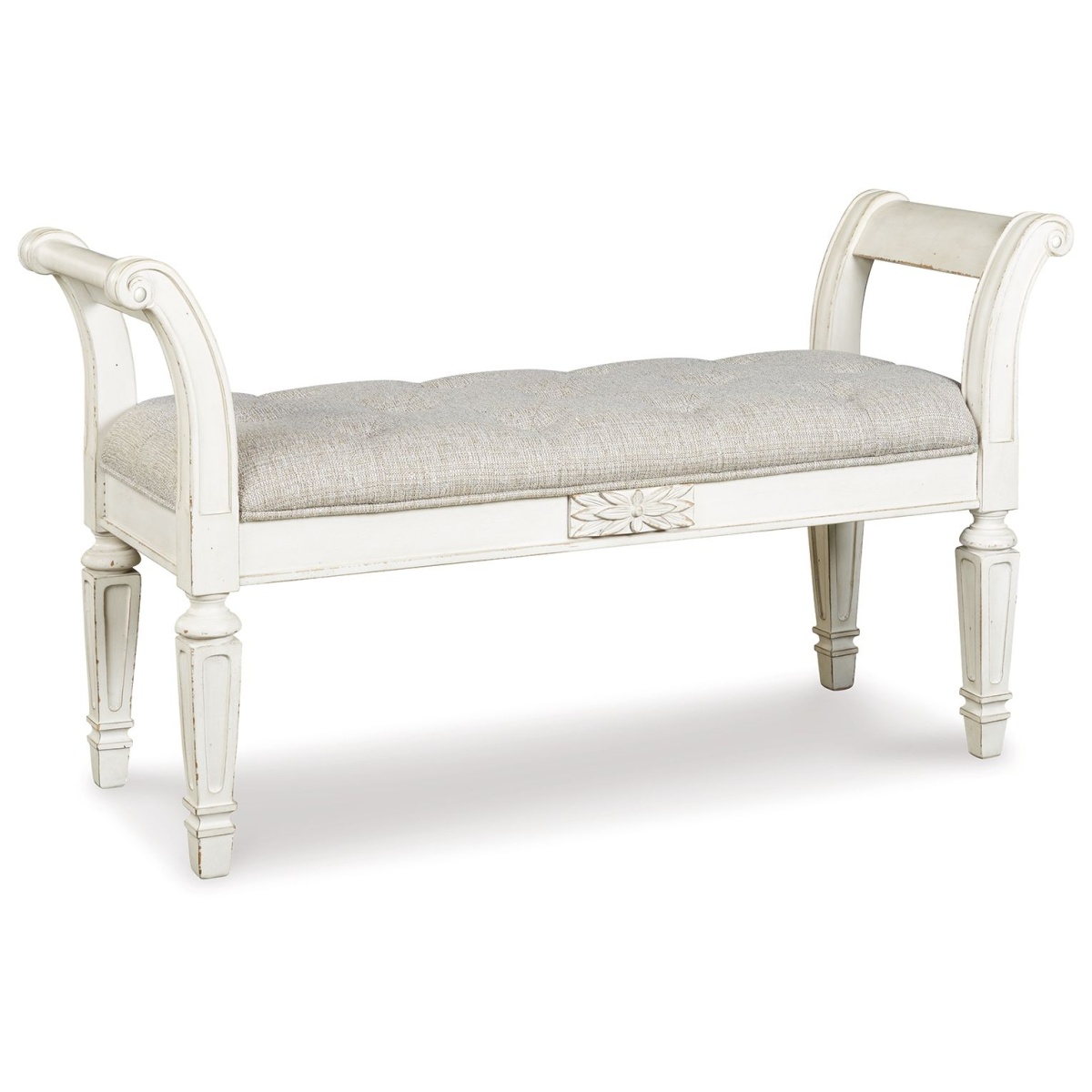 e19f498975e201aba462e86ba184588a Realyn - Accent Bench - Antique White - Image 1