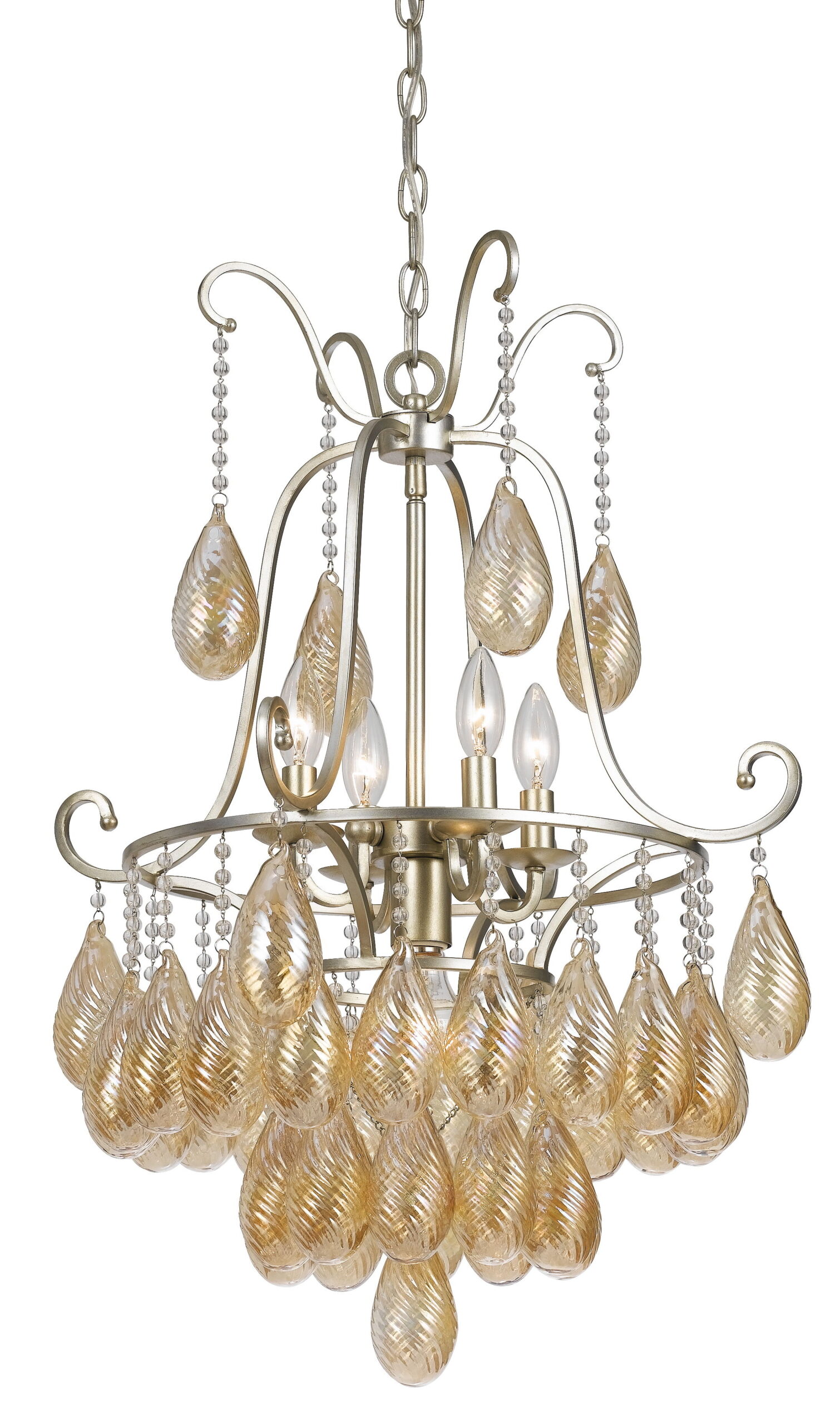 Marion - 34.5" Height Glass Chandelier - Warm Silver